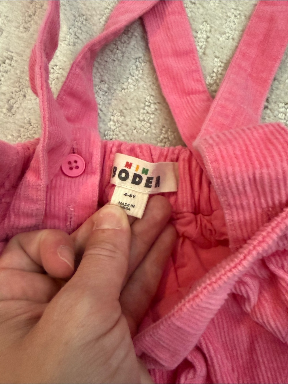 Mini Boden Pink Corduroy Embroidered Suspender Skirt Girls Size 4-5Y Floral - Picture 6 of 6